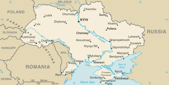 kaart van Oekrane
