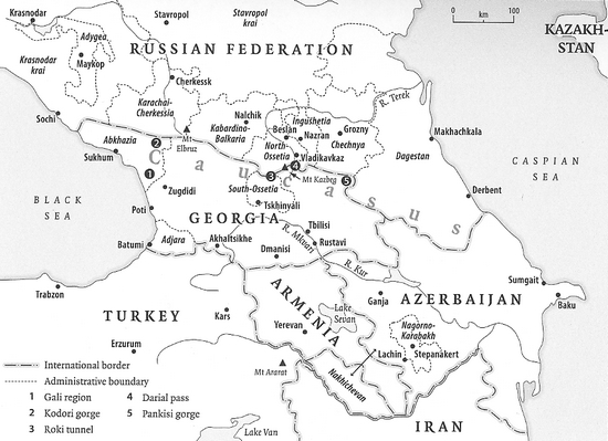 Topografische kaart van de Kaukasus