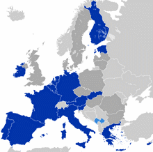 kaart van lidstaten van de eurozone