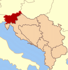 kaart van Slovenië als lidstaat van voormalig Joegoslavië