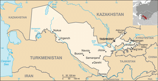 Kaart van Oezbekistan