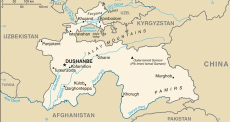 kaart van Tadzjikistan