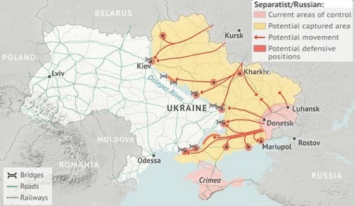 kaartje van het Oost-Oekraïne scenario