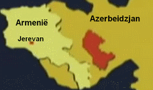 kaart van Armenië en Azerbeidzjan met Nagorno Karabach