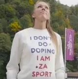 Sergejeva met anti-doping t-shirt