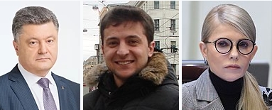 Hoofden van de drie hoofdkandidaten in de Oekraiense verkiezingen